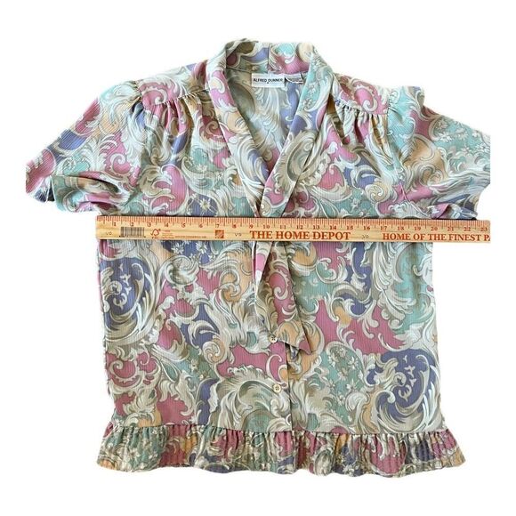 80s ALFRED DUNNER Blouse | Pastel Floral Patterned Tie Neck Ascot Blouse Sz 8 - Picture 11 of 12